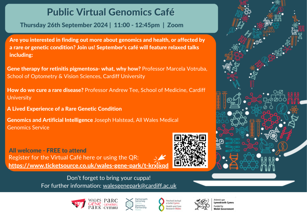 Poster containing Public Genomics Cafe info & registration link